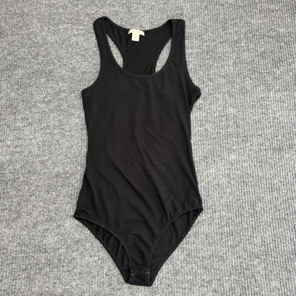 Bozzolo Racerback Tank Bodysuit‎ Black Cotton Soft Tee Feel Relaxed Fit Sz Large